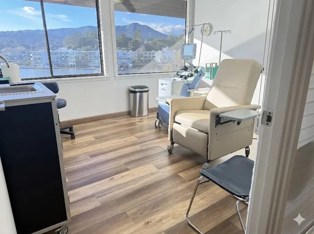 Global Apheresis treatment room in Mill Valley, CA